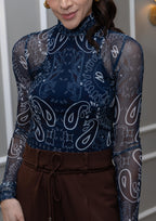 Blusa Tule Manga Longa Bandana Chic