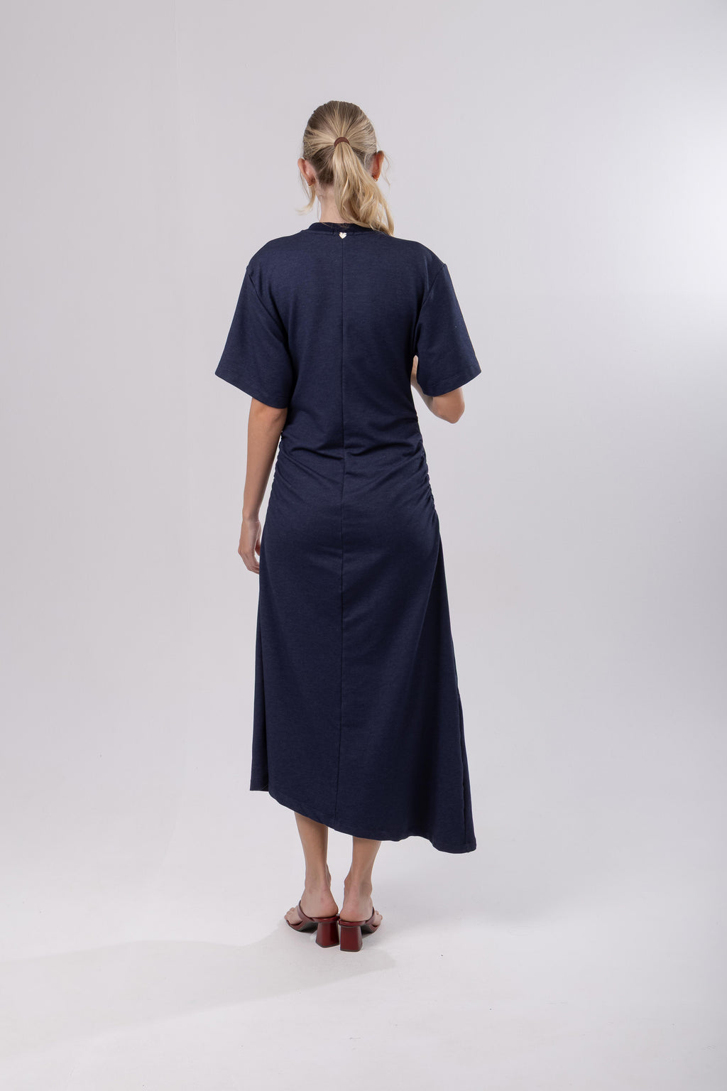 Vestido Drapeado Denim Moletom