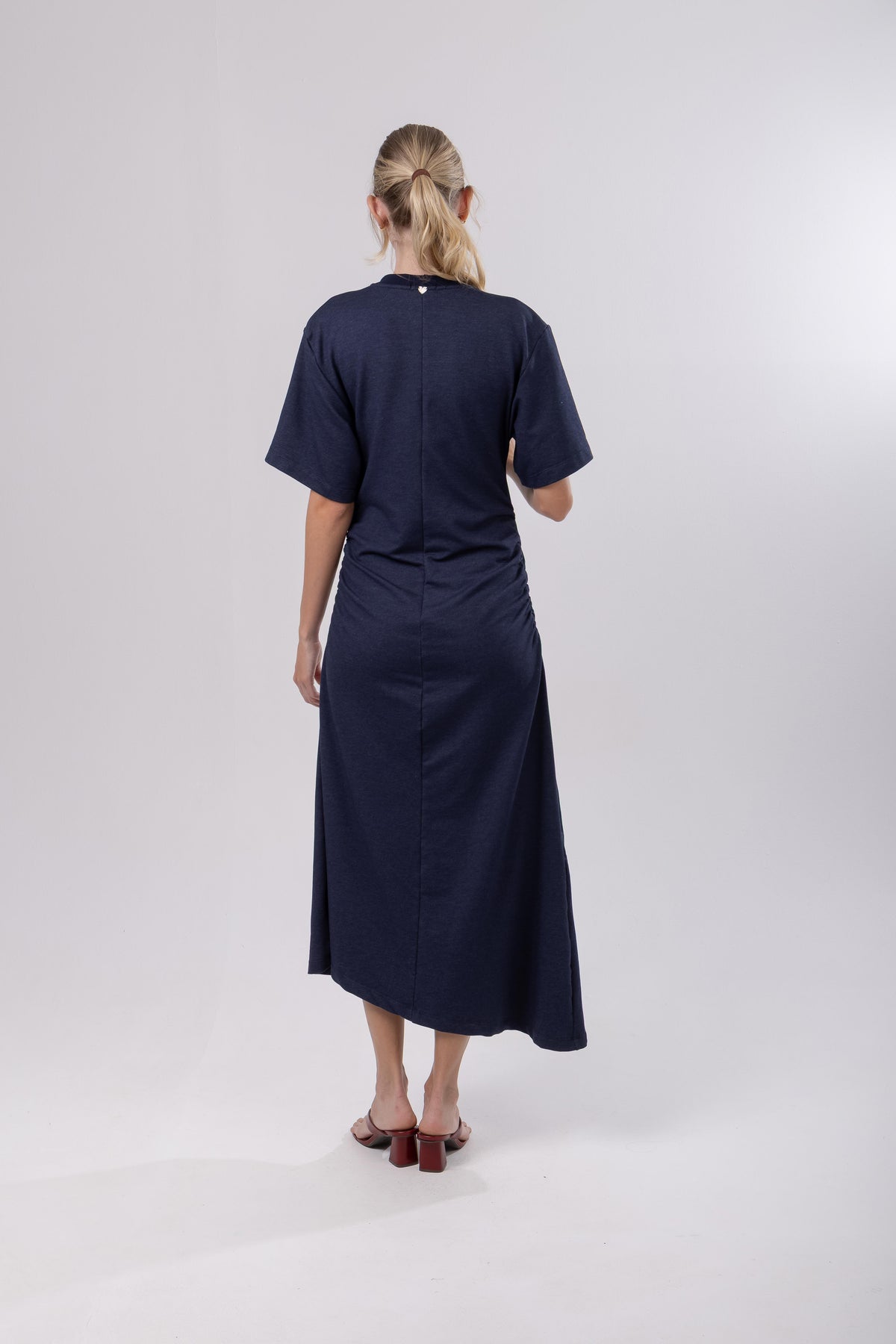 Vestido Drapeado Denim Moletom