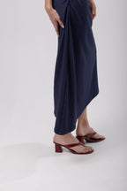 Vestido Drapeado Denim Moletom