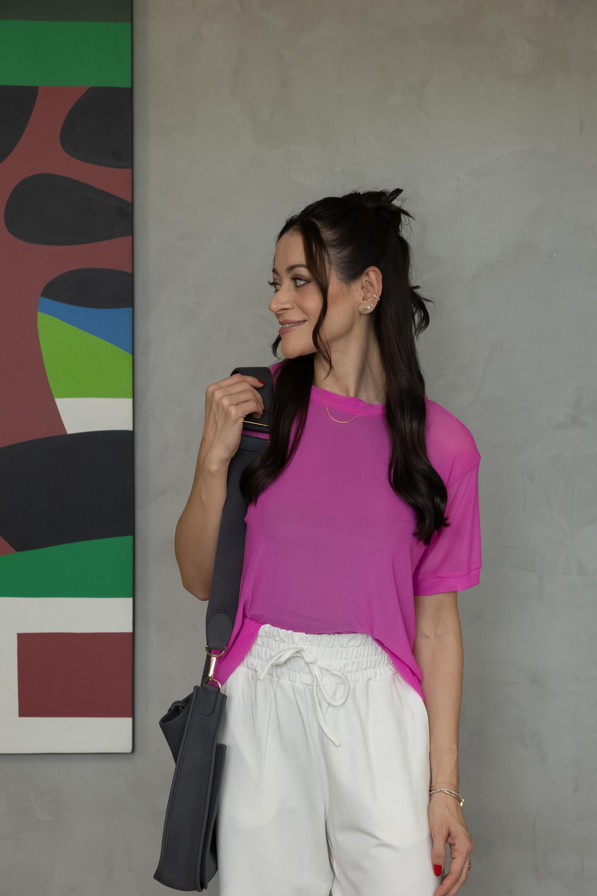 Blusa Tule Manga Curta