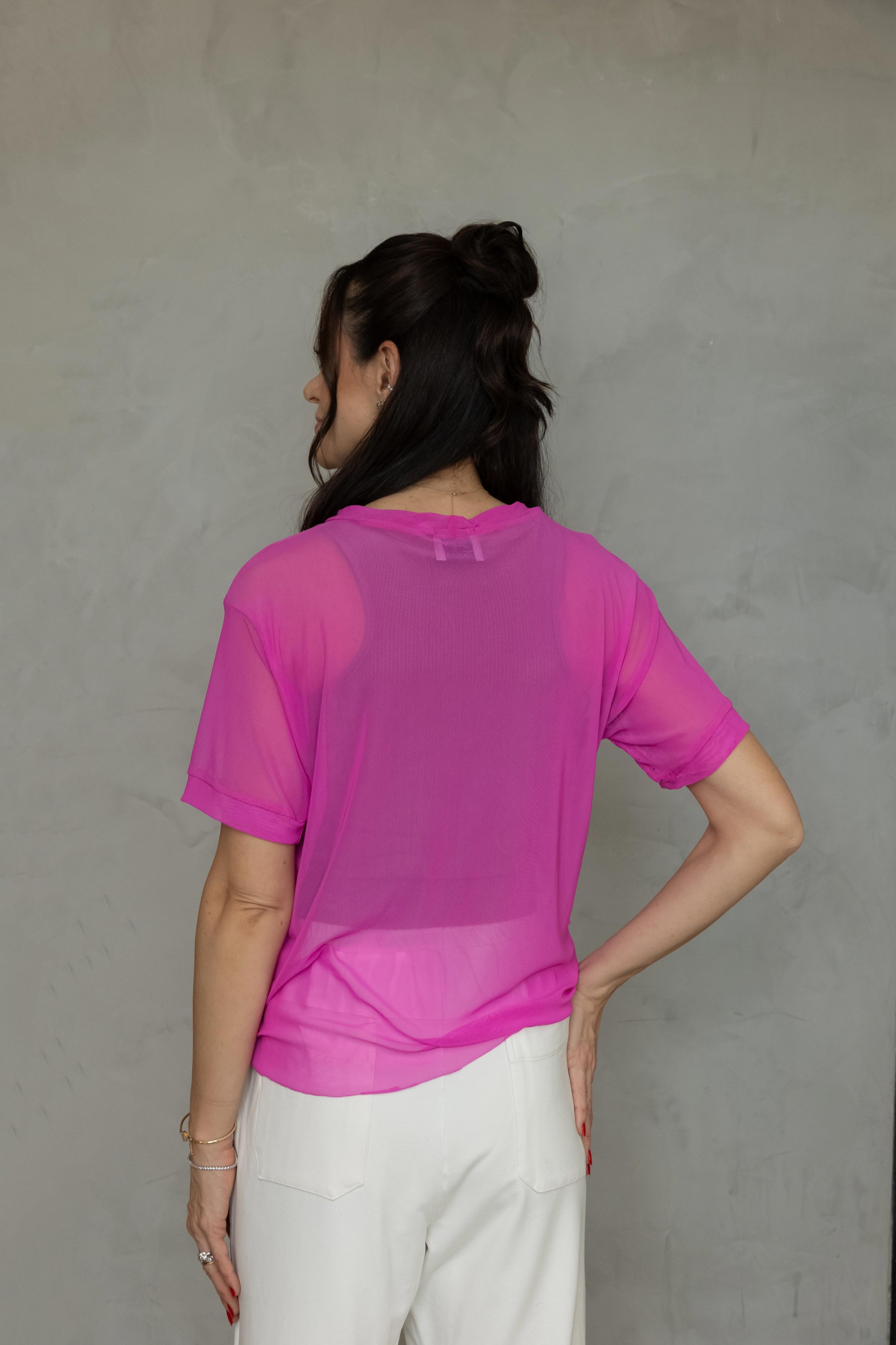 Blusa Tule Manga Curta