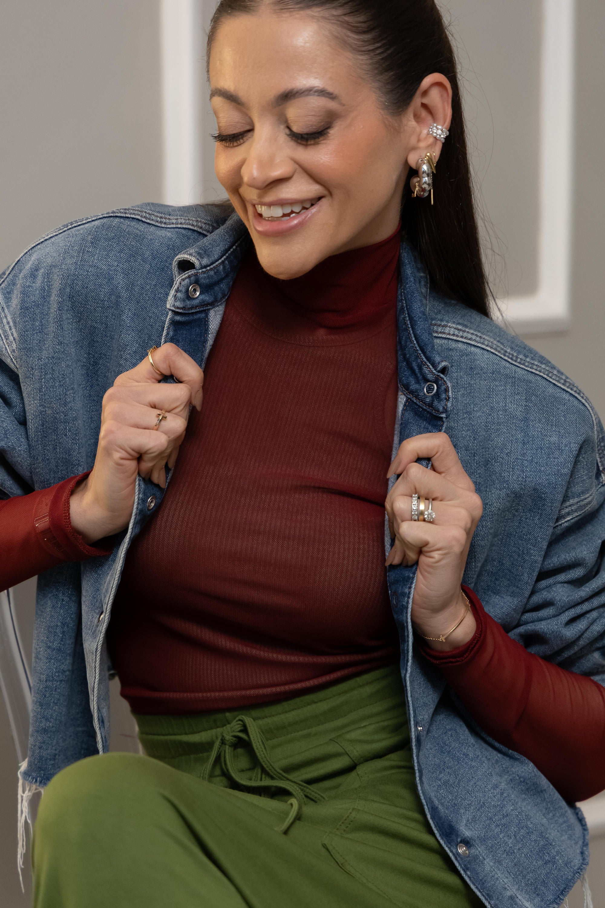 Blusa Tule Manga Longa