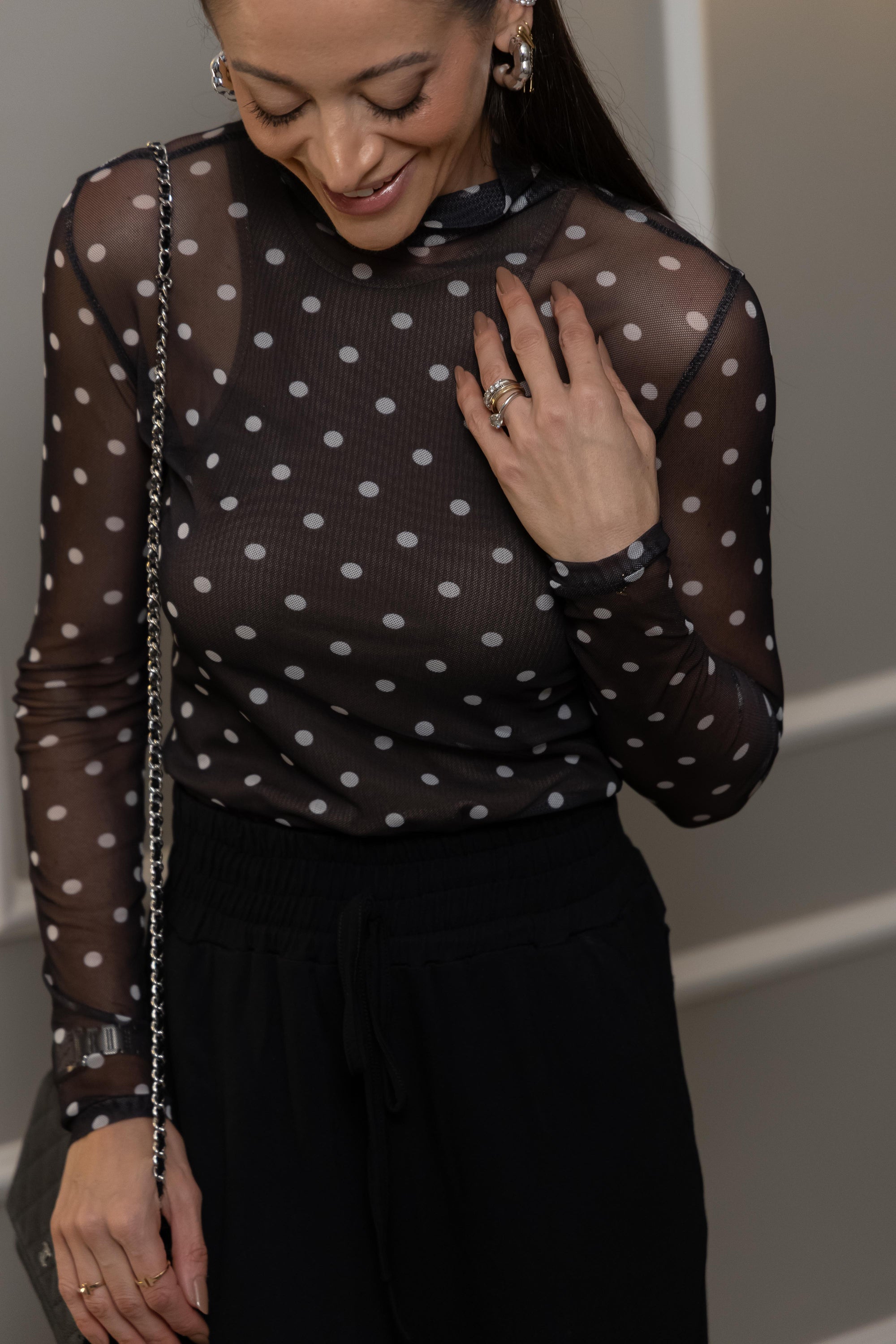 Blusa Tule Estampada Manga Longa