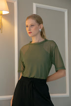 Blusa Tule Manga Curta