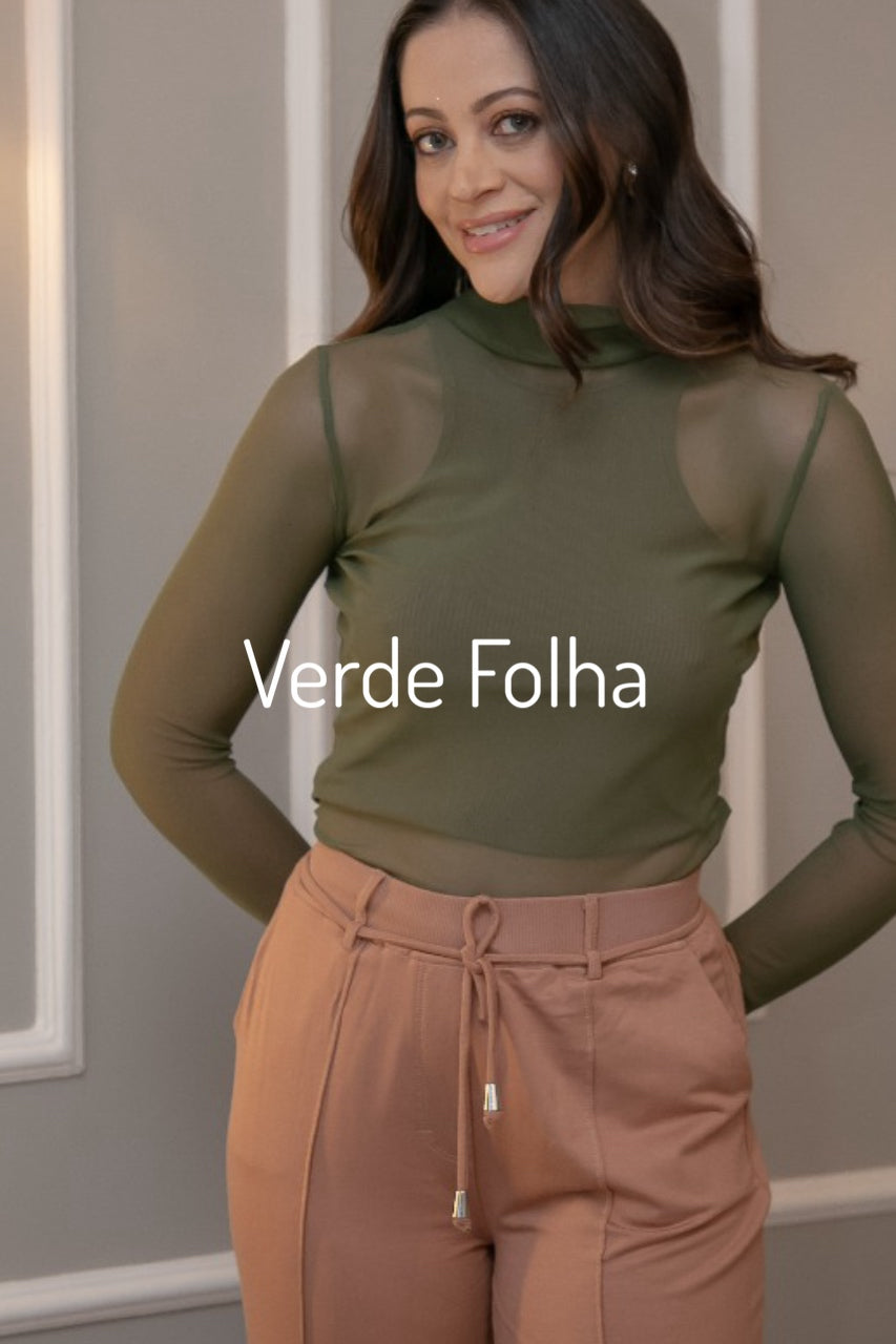 Blusa Tule Manga Longa