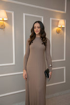 Vestido Canelado Manga Longa