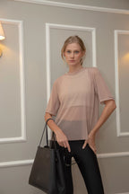 Blusa Tule Manga Curta