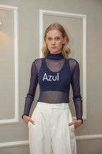 Blusa Tule Manga Longa