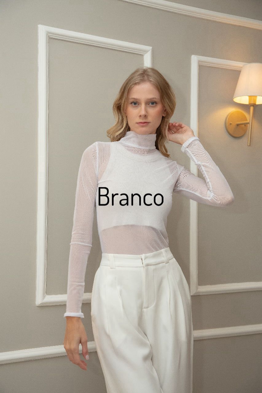 Blusa Tule Manga Longa