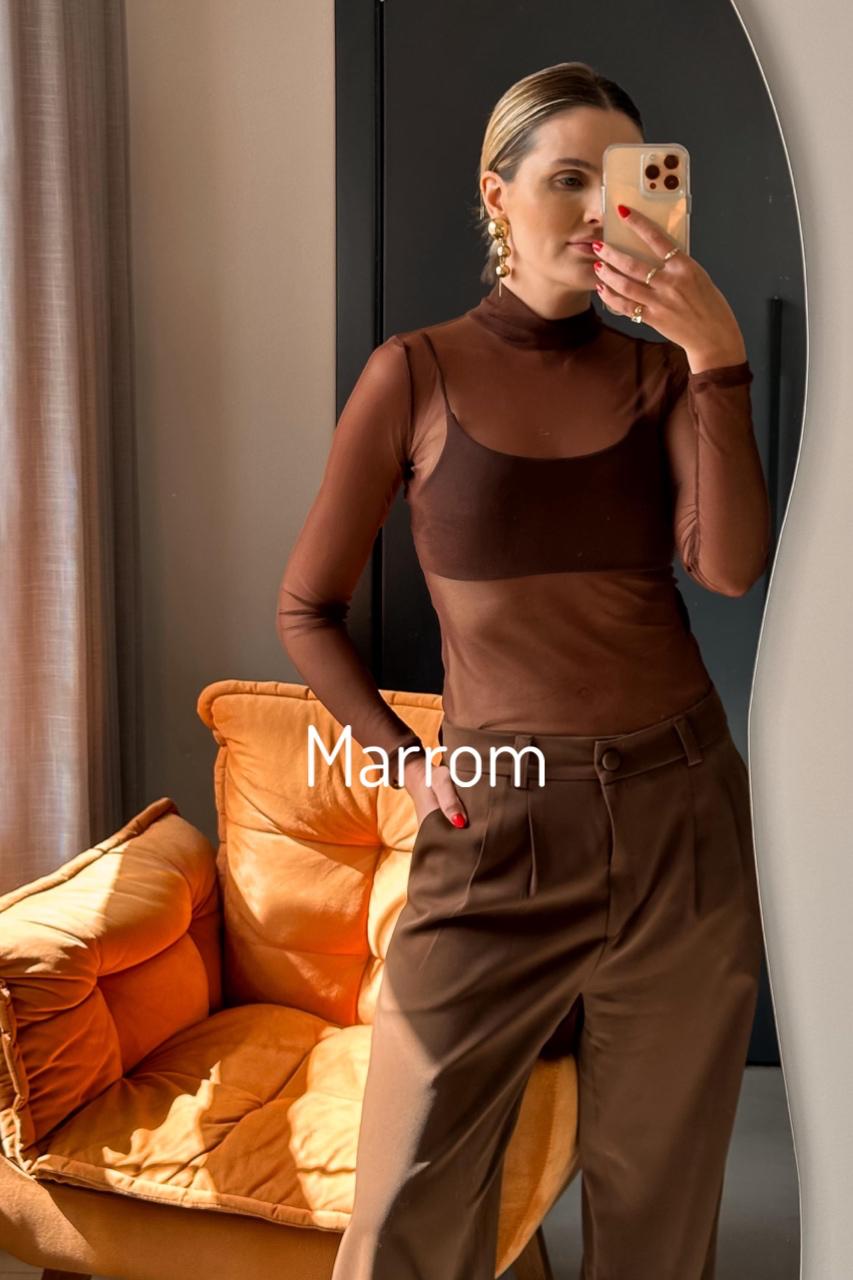 Blusa Tule Manga Longa