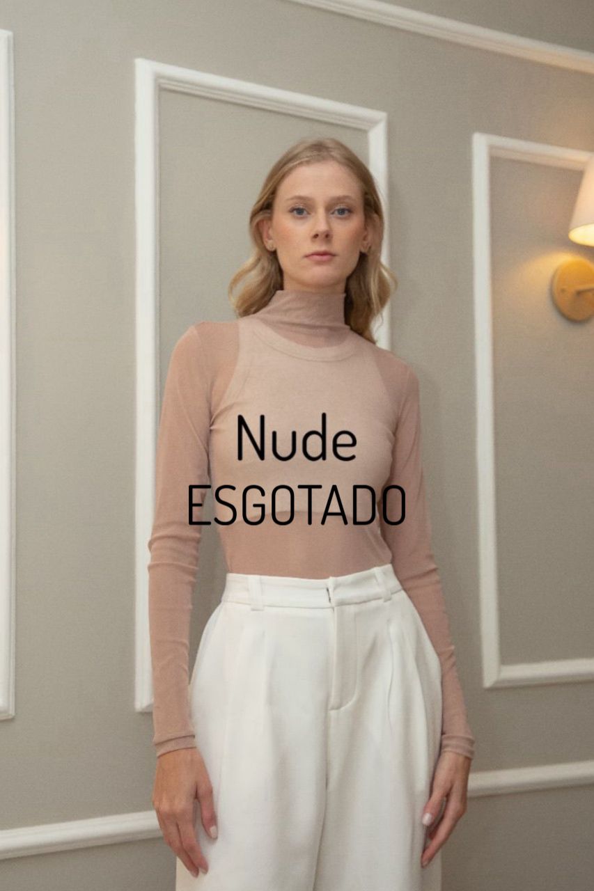 Blusa Tule Manga Longa