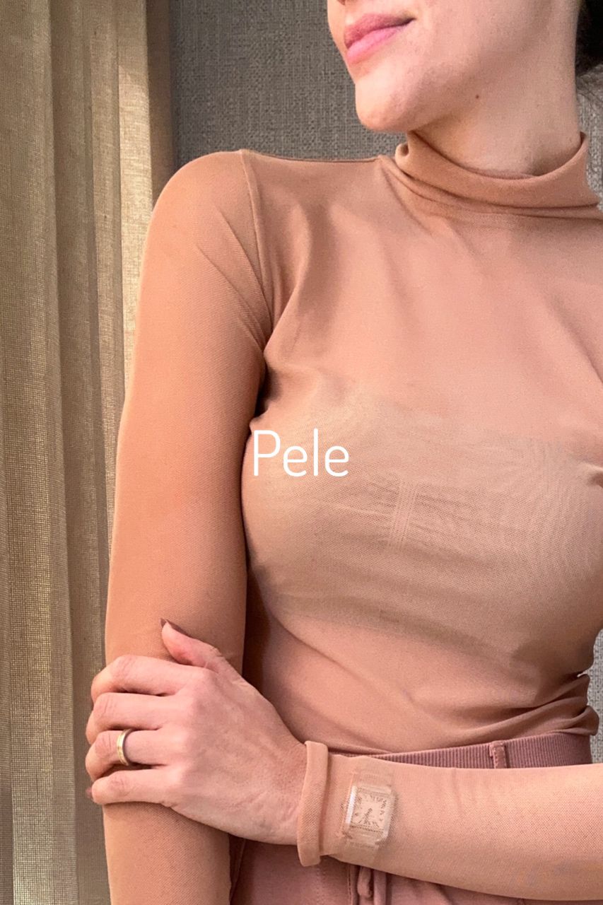 Blusa Tule Manga Longa