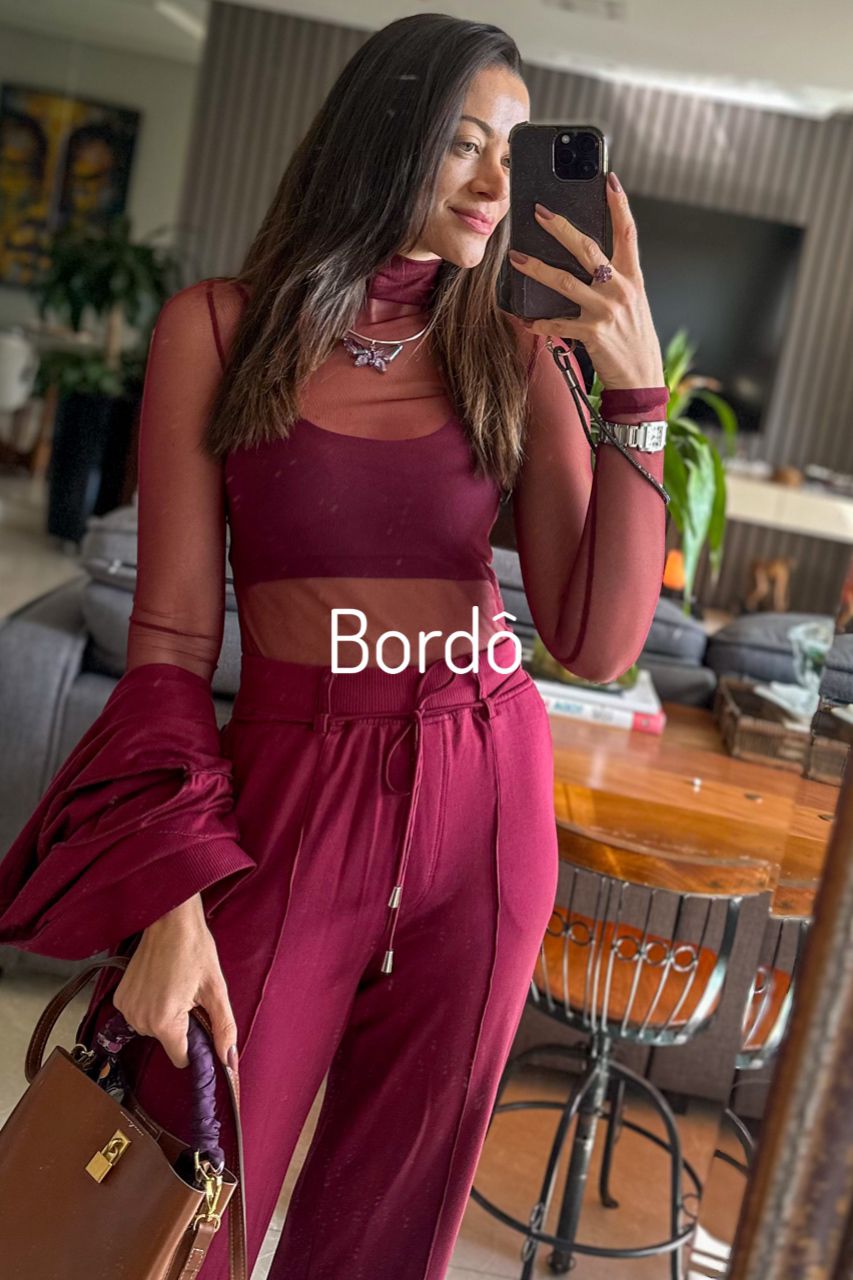 Blusa Tule Manga Longa