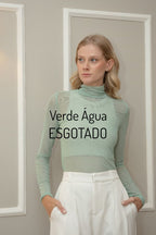 Blusa Tule Manga Longa