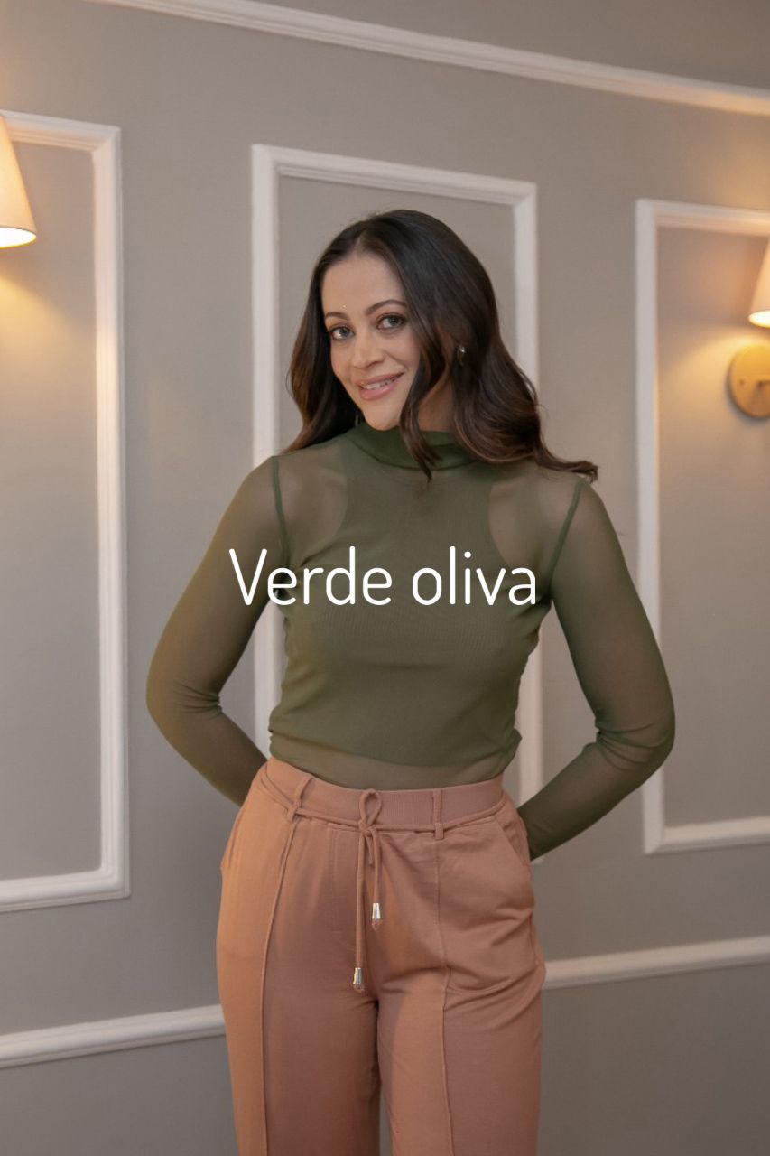 Blusa Tule Manga Longa